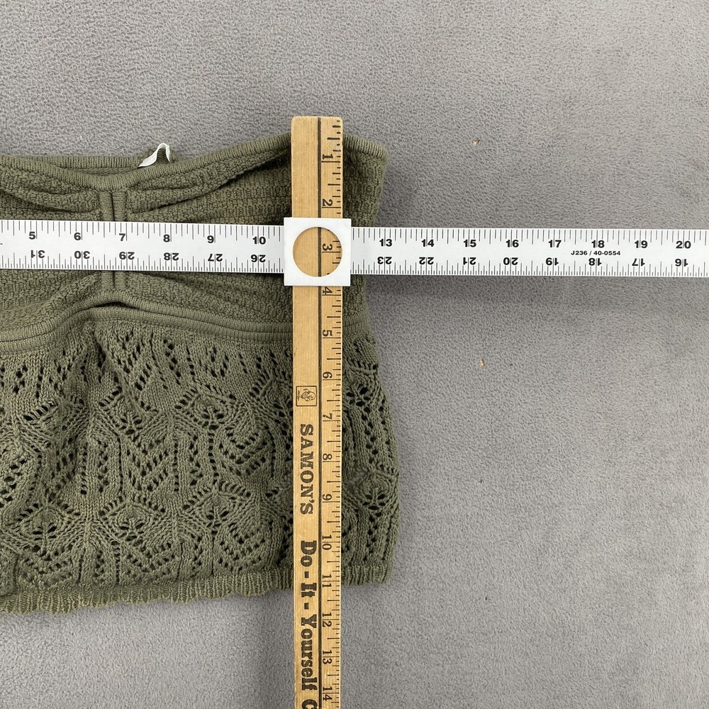 American Eagle Womens Olive Green Knit Tube Top Strapless Crochet Cropped Small - Picture 3 of 6